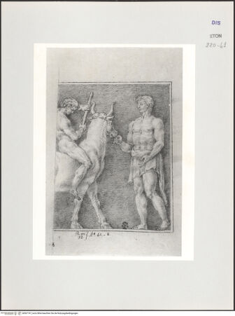 Vorderseite von Courtauld Institute, Conway Library [https://www.deutsche-digitale-bibliothek.de/content/lizenzen/rv-ez/] Zeichnungen nach einem antiken Sarkophagrelief (Villa Medici, Rom)Ochse und zwei Satyrn (rechter Teil des Reliefs) - , bh567747_recto. Foto.