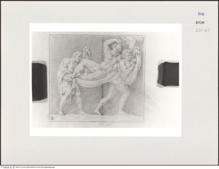 Vorderseite von Courtauld Institute, Conway Library [https://www.deutsche-digitale-bibliothek.de/content/lizenzen/rv-ez/] Silenus, getragen von zwei Satyrn (Relief, Villa Medici, Roma) - , bh567762_recto. Foto.