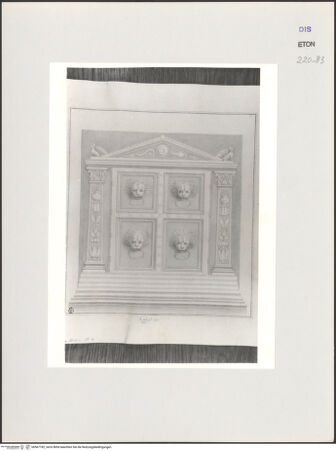 Vorderseite von Courtauld Institute, Conway Library [https://www.deutsche-digitale-bibliothek.de/content/lizenzen/rv-ez/] Serie von Zeichnungen nach einem antiken Grabmal (Uffizien, Florenz)Rückseite mit stilisiertem Portal - , bh567782_recto. Foto.