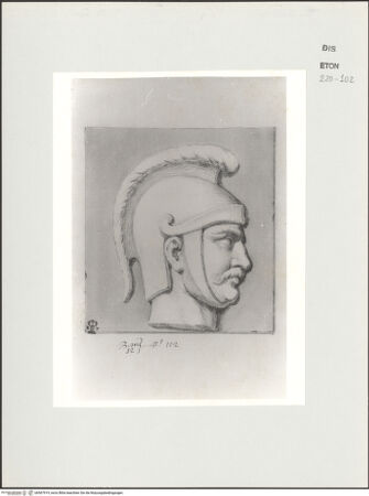 Vorderseite von Courtauld Institute, Conway Library [https://www.deutsche-digitale-bibliothek.de/content/lizenzen/rv-ez/] Kopf eines Soldaten im Profil (Relief, Villa Ludovisi, Rom) - , bh567919_recto. Foto.