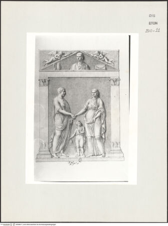 Vorderseite von Courtauld Institute, Conway Library [https://www.deutsche-digitale-bibliothek.de/content/lizenzen/rv-ez/] Grabrelief mit männlicher und weiblicher Gewandfigur und Kind (Perugia, Museo Civico) - , bh568017_recto. Foto.