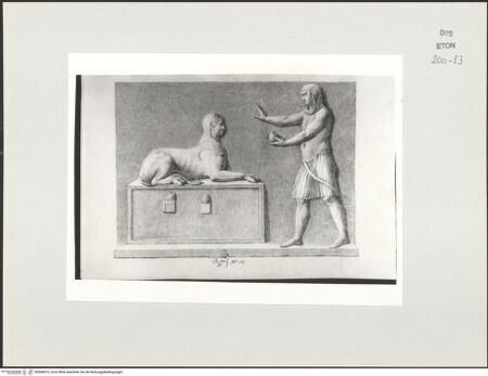 Vorderseite von Courtauld Institute, Conway Library [https://www.deutsche-digitale-bibliothek.de/content/lizenzen/rv-ez/] Ödipus (?) und die Sphinx (Relief, Palazzo Gaddi, Florenz) - , bh568019_recto. Foto.