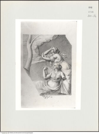 Vorderseite von Courtauld Institute, Conway Library [https://www.deutsche-digitale-bibliothek.de/content/lizenzen/rv-ez/] Zwei weibliche Gewandfiguren (Relieffragment, Palazzo Gaddi, Florenz) - , bh568020_recto. Foto.