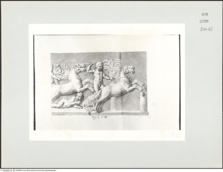 Vorderseite von Courtauld Institute, Conway Library [https://www.deutsche-digitale-bibliothek.de/content/lizenzen/rv-ez/] Zeichnungen nach einem antiken Sarkophagrelief (Galleria degli Uffizi, Florenz)Putten beim Wagenrennen (rechter Teil des Reliefs) - , bh568070_recto. Foto.