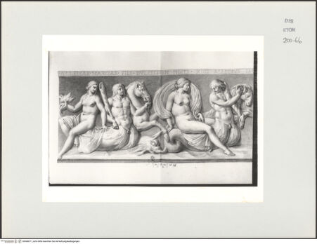 Vorderseite von Courtauld Institute, Conway Library [https://www.deutsche-digitale-bibliothek.de/content/lizenzen/rv-ez/] Zeichnungen nach einem antiken Sarkophagrelief (Galleria degli Uffizi, Florenz)Thiasos (linker Teil des Reliefs) - , bh568071_recto. Foto.