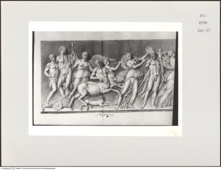 Vorderseite von Courtauld Institute, Conway Library [https://www.deutsche-digitale-bibliothek.de/content/lizenzen/rv-ez/] Zeichnungen nach einem antiken Sarkophagrelief mit Bacchuszug (Galleria degli Uffizi, Florenz)Linker Teil des Reliefs - , bh568077_recto. Foto.