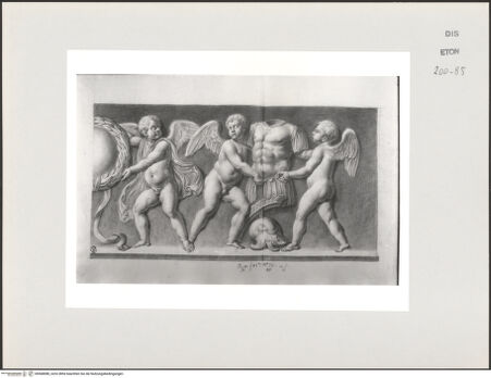 Vorderseite von Courtauld Institute, Conway Library [https://www.deutsche-digitale-bibliothek.de/content/lizenzen/rv-ez/] Zeichnungen nach einem antiken Relief mit Putten (Galleria degli Uffizi, Florenz)Putten mit Lorbeerkranz und Rüstung (rechter Teil des Reliefs) - , bh568088_recto. Foto.