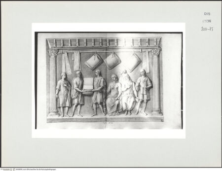 Vorderseite von Courtauld Institute, Conway Library [https://www.deutsche-digitale-bibliothek.de/content/lizenzen/rv-ez/] Laden eines Kissenhändlers (Relief, Galleria degli Uffizi, Florenz) - , bh568090_recto. Foto.