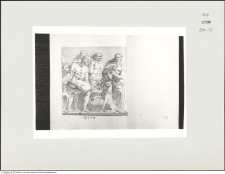 Vorderseite von Courtauld Institute, Conway Library [https://www.deutsche-digitale-bibliothek.de/content/lizenzen/rv-ez/] Zeichnungen nach einem Sarkophagrelief mit dem Triumph des Bacchus und der AriadneSatyrn und Panther (rechter Teil des Reliefs) - , bh568115_recto. Foto.