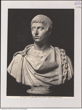 Vorderseite von Alinari [https://www.deutsche-digitale-bibliothek.de/content/lizenzen/rv-ez/] Büste eines jungen Mannes (sog. Helagabalus) - Frontalansicht, bh568608_recto. Foto.