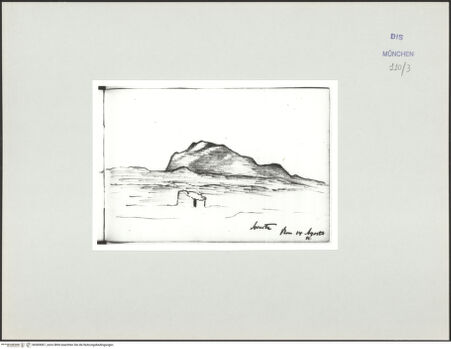 Vorderseite von Bibliotheca Hertziana [https://www.deutsche-digitale-bibliothek.de/content/lizenzen/rv-ez/] Skizzenbuch LatiumMonte Soratte - , bh569067_recto. Foto.