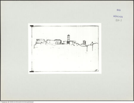 Vorderseite von Bibliotheca Hertziana [https://www.deutsche-digitale-bibliothek.de/content/lizenzen/rv-ez/] Skizzenbuch LatiumWeichbild einer Stadt, wahrscheinlich Rom - , bh569069_recto. Foto.