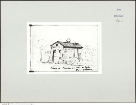 Vorderseite von Bibliotheca Hertziana [https://www.deutsche-digitale-bibliothek.de/content/lizenzen/rv-ez/] Skizzenbuch LatiumRom, Tempel des Bacchus (Sant'Urbano alla Caffarella) - , bh569071_recto. Foto.