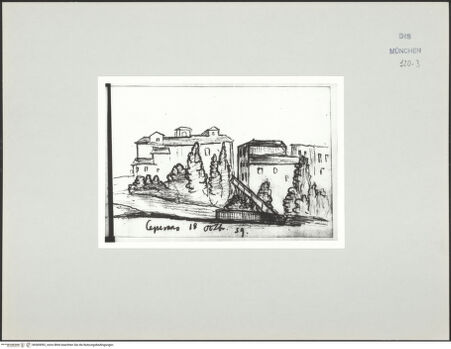 Vorderseite von Bibliotheca Hertziana [https://www.deutsche-digitale-bibliothek.de/content/lizenzen/rv-ez/] Skizzenbuch Latium, KampanienCeperano (Ceprano) - , bh569092_recto. Foto.