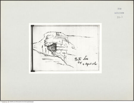 Vorderseite von Bibliotheca Hertziana [http://creativecommons.org/publicdomain/mark/1.0/] Skizzenbuch Latium, KampanienPonte Sodo in Veio - , bh569093_recto. Foto.