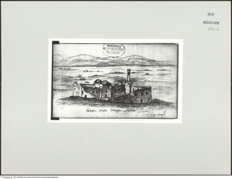 Vorderseite von Bibliotheca Hertziana [https://www.deutsche-digitale-bibliothek.de/content/lizenzen/rv-ez/] Skizzenbuch Vorderasien, Ägypten, PalästinaEphesos (Selçuk bei Izmir, Isa Bey Moschee) - , bh569095_recto. Foto.