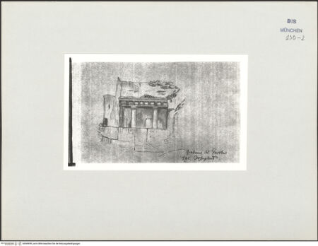 Vorderseite von Bibliotheca Hertziana [https://www.deutsche-digitale-bibliothek.de/content/lizenzen/rv-ez/] Skizzenbuch Vorderasien, Ägypten, PalästinaDas Grabmal des Jacobus im Josaphat-Tal - , bh569099_recto. Foto.