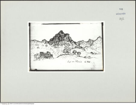 Vorderseite von Bibliotheca Hertziana [https://www.deutsche-digitale-bibliothek.de/content/lizenzen/rv-ez/] Korsika-SkizzenbuchBerge von Lumio - , bh569115_recto. Foto.