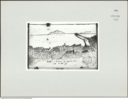 Vorderseite von Bibliotheca Hertziana [https://www.deutsche-digitale-bibliothek.de/content/lizenzen/rv-ez/] Korsika-SkizzenbuchBastia von der Landseite, auf dem Gemäuer einer Villa - , bh569120_recto. Foto.