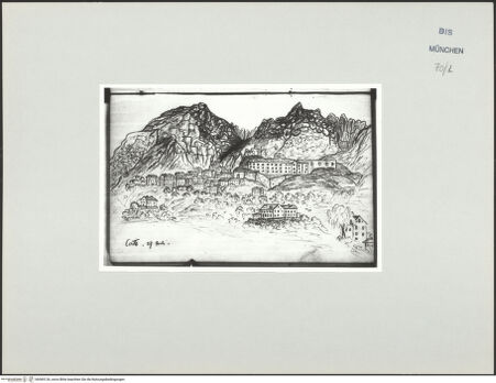 Vorderseite von Bibliotheca Hertziana [https://www.deutsche-digitale-bibliothek.de/content/lizenzen/rv-ez/] Korsika-SkizzenbuchCorte - , bh569126_recto. Foto.