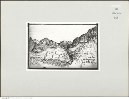 Vorderseite von Bibliotheca Hertziana [https://www.deutsche-digitale-bibliothek.de/content/lizenzen/rv-ez/] Korsika-SkizzenbuchDas Tal des Tavignano bei Corte - , bh569127_recto. Foto.