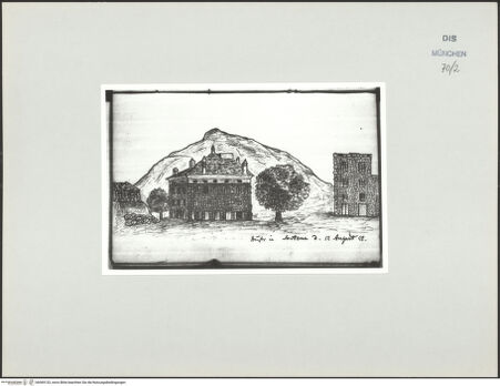 Vorderseite von Bibliotheca Hertziana [https://www.deutsche-digitale-bibliothek.de/content/lizenzen/rv-ez/] Korsika-SkizzenbuchHäuser bei Sartene - , bh569133_recto. Foto.