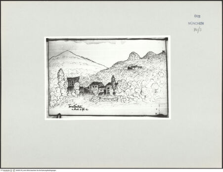 Vorderseite von Bibliotheca Hertziana [https://www.deutsche-digitale-bibliothek.de/content/lizenzen/rv-ez/] Korsika-SkizzenbuchTorre Fondali in Luri - , bh569135_recto. Foto.