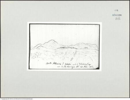 Vorderseite von Bibliotheca Hertziana [https://www.deutsche-digitale-bibliothek.de/content/lizenzen/rv-ez/] Skizzenbuch Latium, Kampanien, CapriMonte Artemisia - , bh569143_recto. Foto.