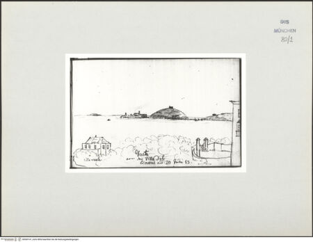 Vorderseite von Bibliotheca Hertziana [https://www.deutsche-digitale-bibliothek.de/content/lizenzen/rv-ez/] Skizzenbuch Latium, Kampanien, CapriGaeta von der Villa di Cicerone aus - , bh569147_recto. Foto.