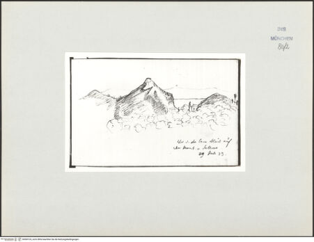 Vorderseite von Bibliotheca Hertziana [https://www.deutsche-digitale-bibliothek.de/content/lizenzen/rv-ez/] Skizzenbuch Latium, Kampanien, CapriBlick von La Cava (Cava de' Tirreni) auf den Monte[?] von Salerno - , bh569163_recto. Foto.