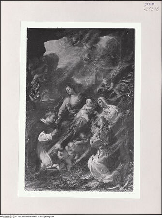 Vorderseite von Pedicini, Luciano [https://www.deutsche-digitale-bibliothek.de/content/lizenzen/rv-ez/] Madonna mit den heiligen Hyazinth, Rosa von Lima und Katharina von Siena - Gesamtansicht (Seitenlicht), bh570601_recto. Foto.