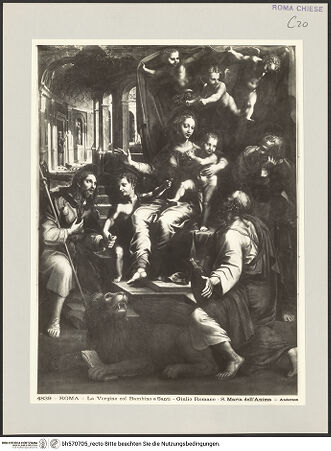 Vorderseite von Alinari [https://www.deutsche-digitale-bibliothek.de/content/lizenzen/rv-ez/] Heilige Familie mit dem Johannesknaben und den Heiligen Jacobus und Marcus - Gesamtansicht, bh570705_recto. Foto.