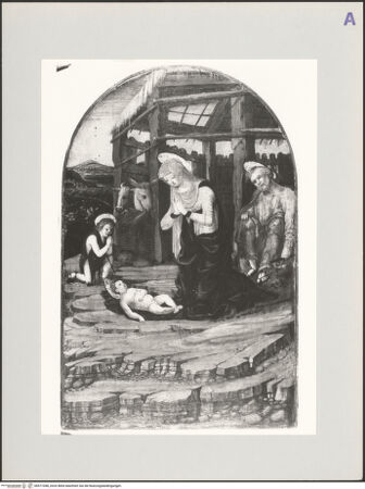 Vorderseite von Museo Civico Ala Ponzone Cremona [https://www.deutsche-digitale-bibliothek.de/content/lizenzen/rv-ez/] Heilige Familie mit dem Johannesknaben vor der Krippe in einer Landschaft - , bh571048_recto. Foto.