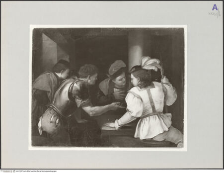 Vorderseite von Staatliche Museen Preußischer Kulturbesitz [https://www.deutsche-digitale-bibliothek.de/content/lizenzen/rv-ez/] Würfelspieler - , bh572007_recto. Foto.