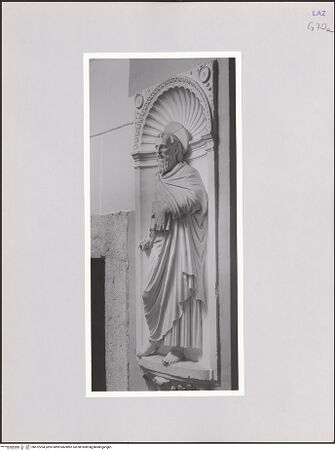 Vorderseite von Bibliotheca Hertziana [http://creativecommons.org/licenses/by-nc-sa/4.0/] Ausstattung der Cappella SimoncelliZwei ApostelfigurenHeiliger Paulus - Schrägansicht von rechts, bh572204_recto. Foto: Sigismondi, Roberto.