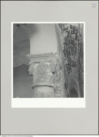 Vorderseite von Bibliotheca Hertziana [https://www.deutsche-digitale-bibliothek.de/content/lizenzen/rv-fz/] Kapitelle des LaufgangsKapitell im Laufgang des Südquerarmes - Frontalansicht, bh573219_recto. Foto: Schwarz, Heinrich Mathias.