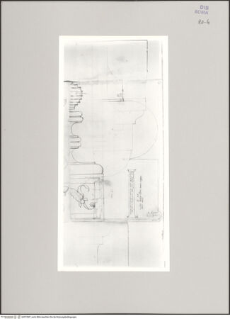 Vorderseite von Istituto Nazionale per la Grafica [https://www.deutsche-digitale-bibliothek.de/content/lizenzen/rv-ez/] Codice A (2501 A)Santa Maria Maggiore, Säule, Basis und Kapitell im Profil - , bh575387_recto. Foto.