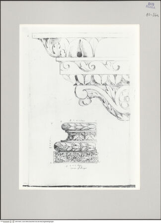 Vorderseite von Istituto Nazionale per la Grafica [https://www.deutsche-digitale-bibliothek.de/content/lizenzen/rv-ez/] Codice A (2501 A)Palatin, Konsolgesims; Santa Maria Maggiore, ornamentierte Säulenbasis; Konsolgesims - , bh575407_recto. Foto.