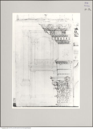 Vorderseite von Istituto Nazionale per la Grafica [https://www.deutsche-digitale-bibliothek.de/content/lizenzen/rv-ez/] Codice A (2501 A)Maxentiusbasilika, korinthisches Kapitell und Architrav - , bh575410_recto. Foto.