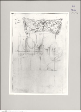 Vorderseite von Istituto Nazionale per la Grafica [https://www.deutsche-digitale-bibliothek.de/content/lizenzen/rv-ez/] Codice A (2501 A)Figuratives Pilasterkapitell und ionische Basis, gefunden im Weinberg von Santi Quattro Coronati; - , bh575472_recto. Foto.