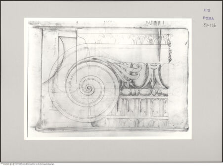 Vorderseite von Istituto Nazionale per la Grafica [https://www.deutsche-digitale-bibliothek.de/content/lizenzen/rv-ez/] Codice A (2501 A)Tempel des Iupiter Serapis, Kapitell; - , bh575483_recto. Foto.