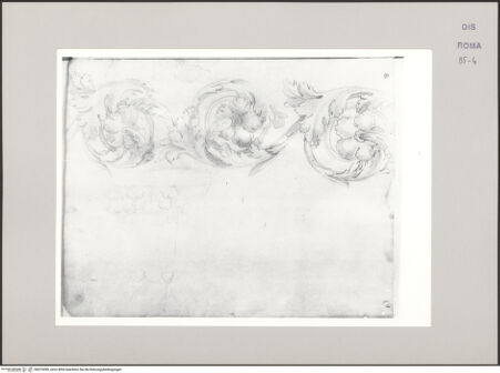 Vorderseite von Istituto Nazionale per la Grafica [https://www.deutsche-digitale-bibliothek.de/content/lizenzen/rv-ez/] Codice B (2501 B)Akanthusfries und Aufriss eines Architravs, die im Weinberg von Santi Quattro Coronati aufgefunden wurden - , bh575490_recto. Foto.