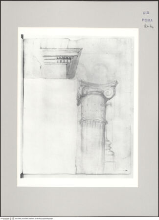 Vorderseite von Istituto Nazionale per la Grafica [https://www.deutsche-digitale-bibliothek.de/content/lizenzen/rv-ez/] Codice B (2501 B)Gesims mit Ansatz eines Bogens; Basis und Kapitell einer kannellierten Säule - , bh575493_recto. Foto.