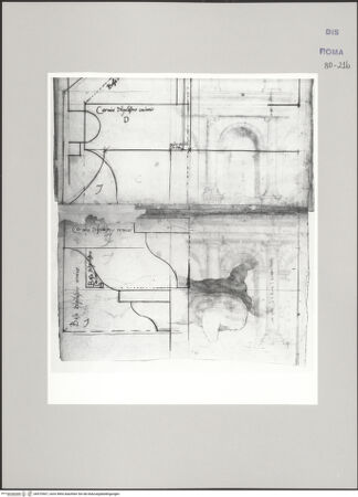 Vorderseite von Istituto Nazionale per la Grafica [https://www.deutsche-digitale-bibliothek.de/content/lizenzen/rv-ez/] Codice B (2501 B)Kolosseum, architektonische Details; männlicher Rückenakt (Giovanni Alberti?) - , bh575507_recto. Foto.