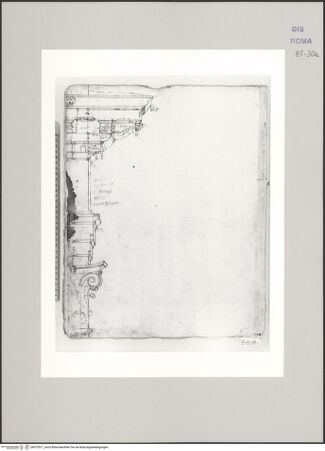 Vorderseite von Istituto Nazionale per la Grafica [https://www.deutsche-digitale-bibliothek.de/content/lizenzen/rv-ez/] Codice B (2501 B)Palazzo dei Conservatori, Kapitell und Architrav - , bh575517_recto. Foto.