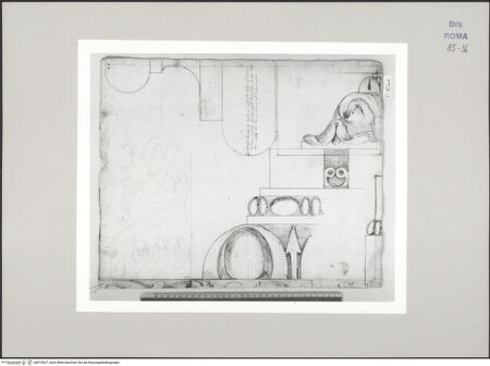 Vorderseite von Istituto Nazionale per la Grafica [https://www.deutsche-digitale-bibliothek.de/content/lizenzen/rv-ez/] Codice B (2501 B)Kolosseum, ionische Basis; Gesims; Akanthusfries - , bh575527_recto. Foto.