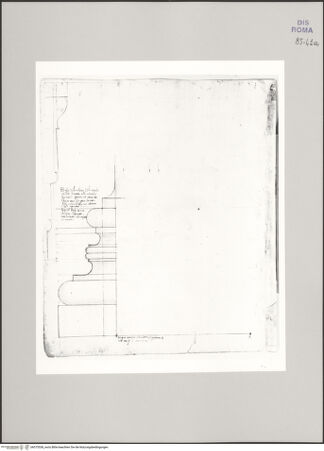 Vorderseite von Istituto Nazionale per la Grafica [https://www.deutsche-digitale-bibliothek.de/content/lizenzen/rv-ez/] Codice B (2501 B)Pantheon, Säulenbasis und Architrav über den Nischen - , bh575538_recto. Foto.