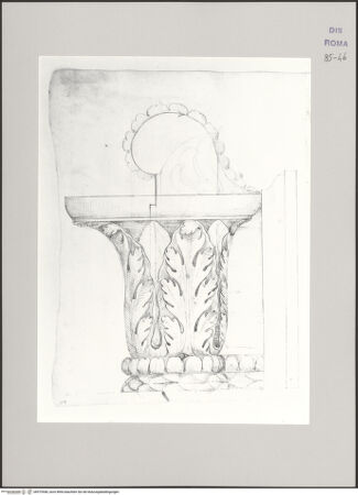Vorderseite von Istituto Nazionale per la Grafica [https://www.deutsche-digitale-bibliothek.de/content/lizenzen/rv-ez/] Codice B (2501 B)Studie eines ionischen Kapitells im Aufriss, Seitenansicht der Volute und balteus im Profil - , bh575548_recto. Foto.
