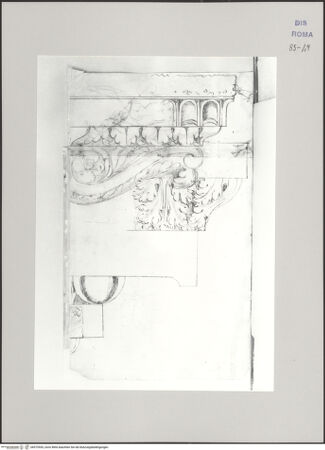 Vorderseite von Istituto Nazionale per la Grafica [https://www.deutsche-digitale-bibliothek.de/content/lizenzen/rv-ez/] Codice B (2501 B)Konsolgesims; Studien zu einer männlichen Aktfigur - , bh575555_recto. Foto.
