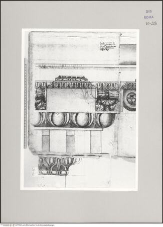 Vorderseite von Istituto Nazionale per la Grafica [https://www.deutsche-digitale-bibliothek.de/content/lizenzen/rv-ez/] Codice D (2504)Trajansforum, Konsolgesims (Fortsetzung auf fol. 13 r) - , bh575583_recto. Foto.